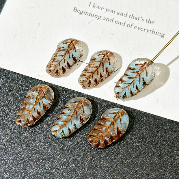 10x17mm Czech Glass Feather Leaf Beads