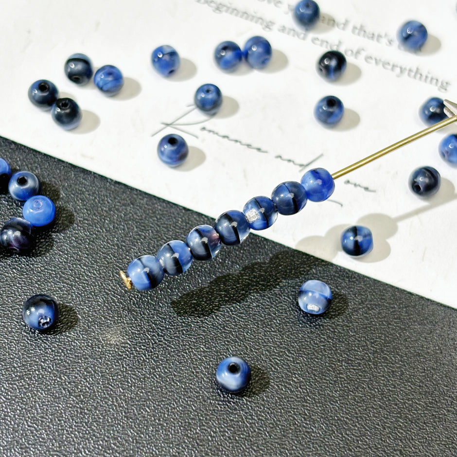 4mm Czech Glass Druck Round Beads - Picasso Series
