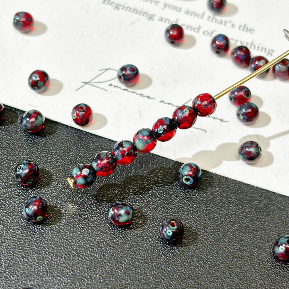 4mm Czech Glass Druck Round Beads - Picasso Series