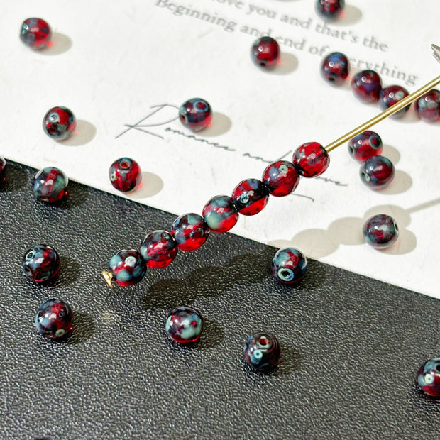 4mm Czech Glass Druck Round Beads - Picasso Series