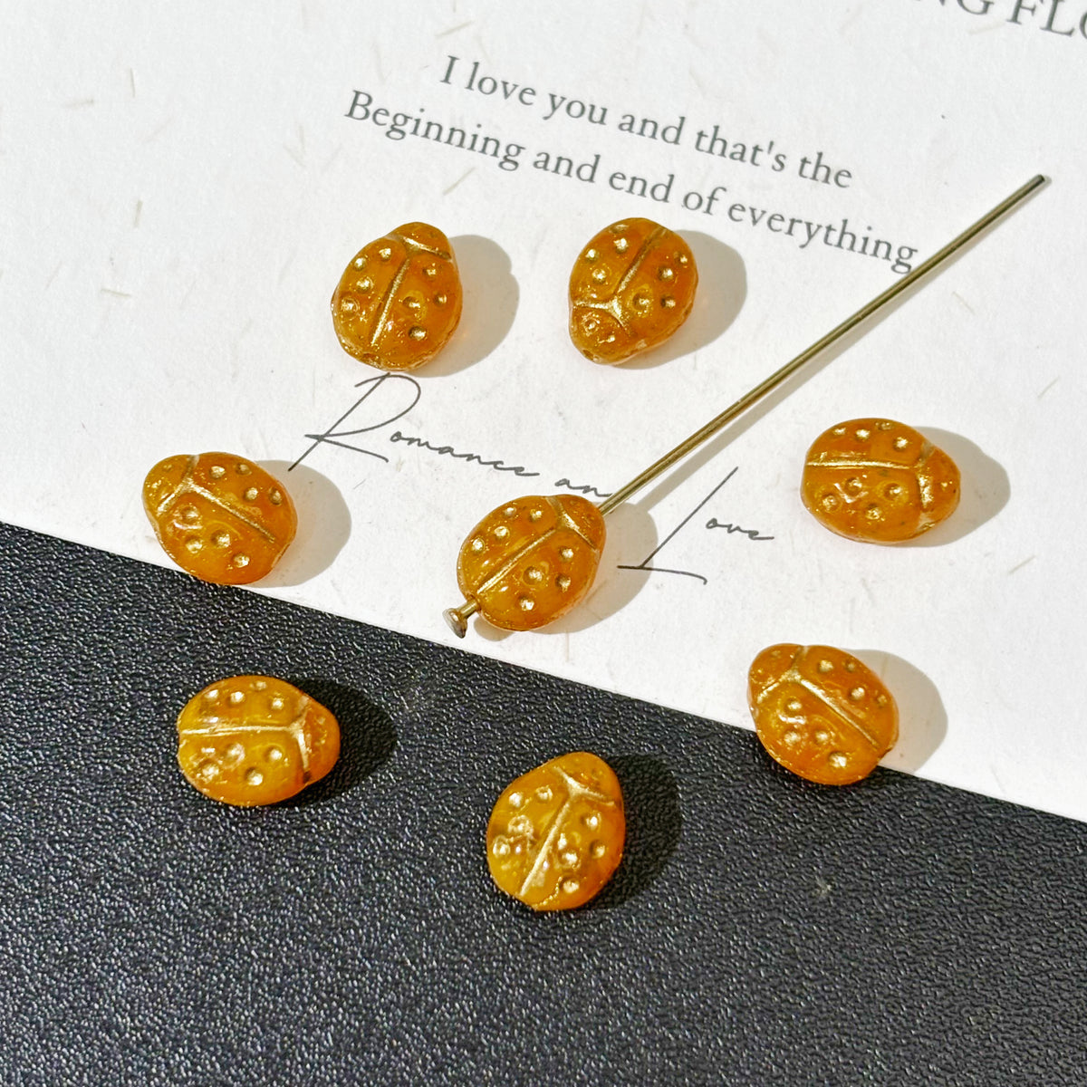 Ladybug Czech Glass Beads - Cute Insect Loose Beads for DIY Bracelets, Necklaces & Earrings