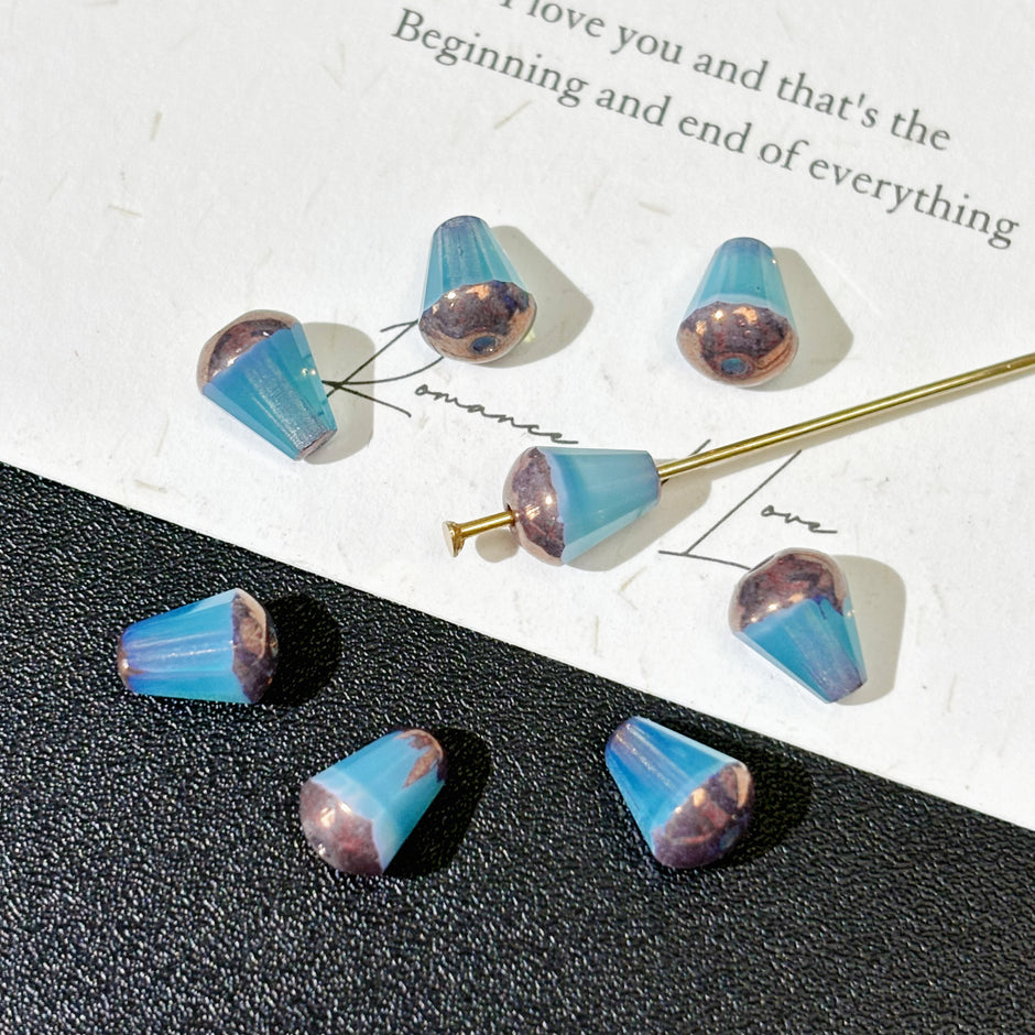 5x12mm Czech Glass Cone Drop Beads - Clear / Assorted