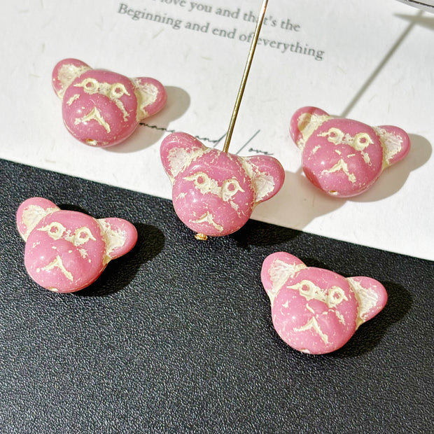 14x19mm Czech Glass Teddy Bear Beads