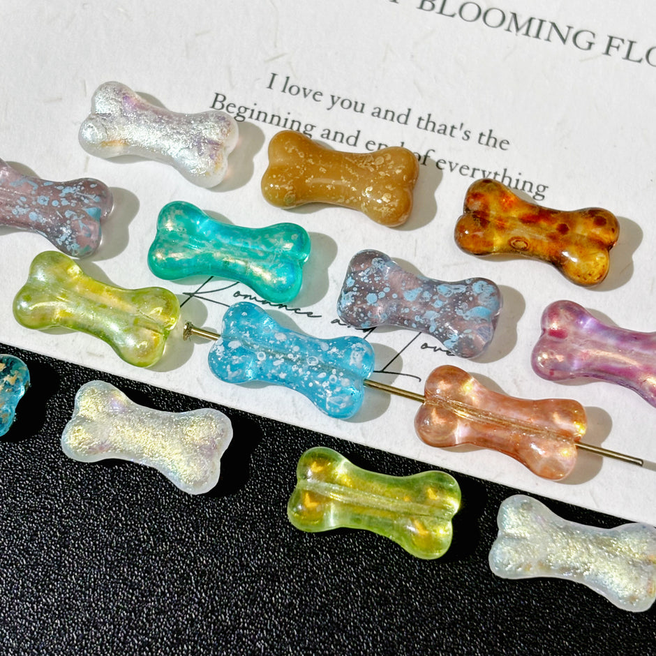 5x12mm Czech Glass Bone Shaped Beads