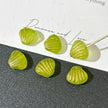 9mm Czech Glass Shell Beads - Green with Gold Flecks