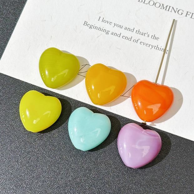 Dopamine Colorful Czech Glass Heart and Twisted Bicone Beads Mix - Assorted Vibrant Heart & Twisted Loose Beads for DIY Jewelry