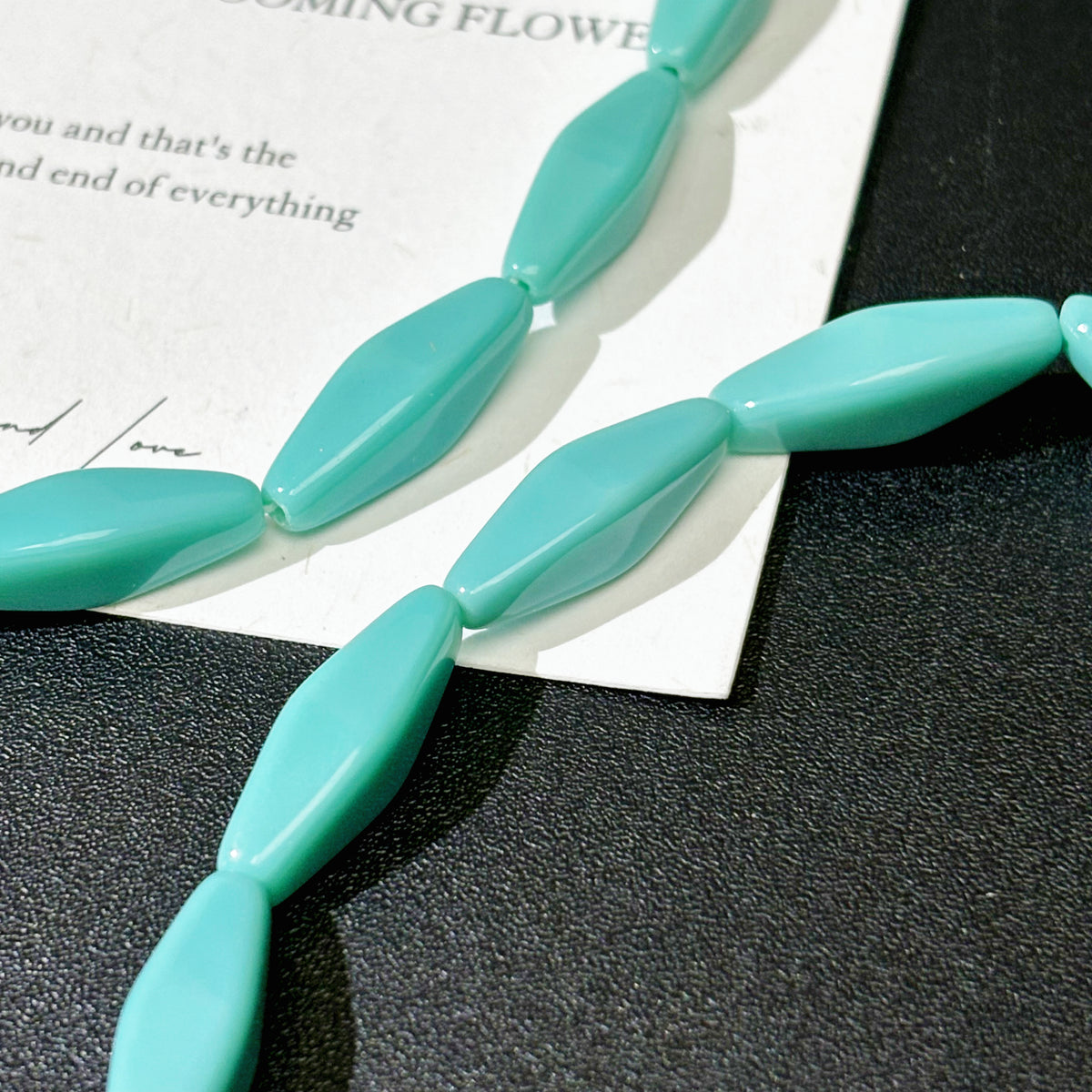 6x20mm Czech Glass Long Bicone Beads - Turquoise Green