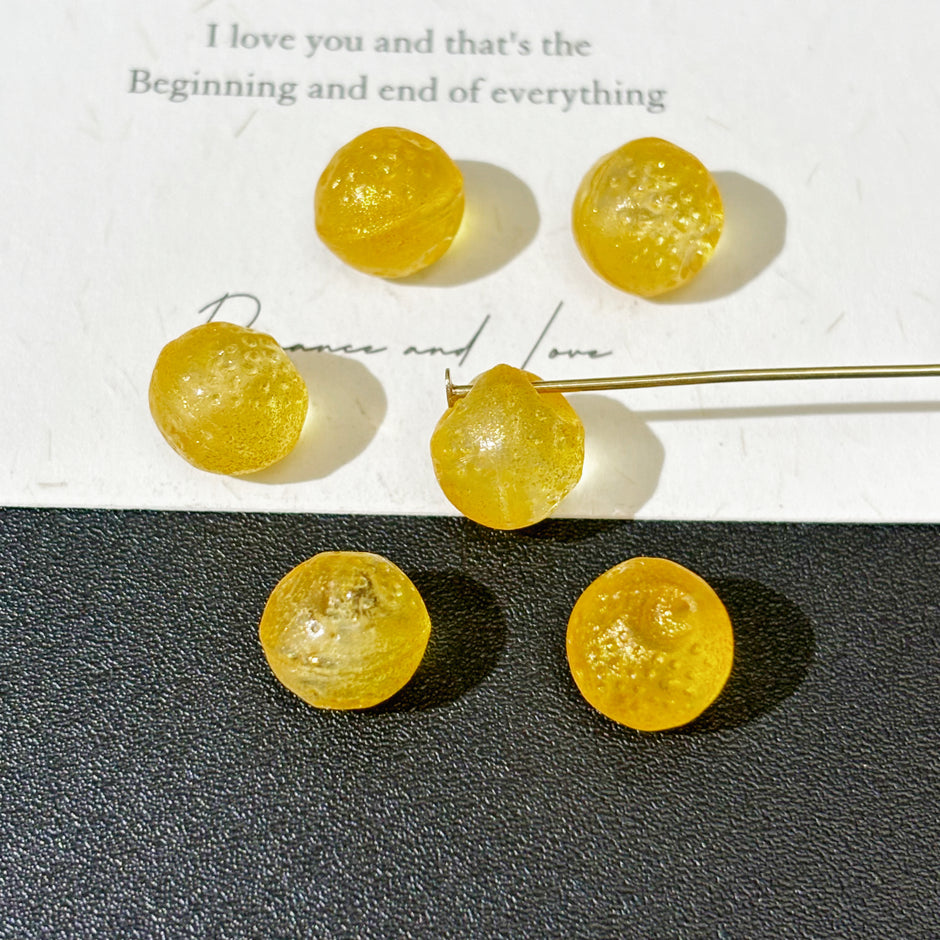 10mm Czech Glass Tangerine Beads - Translucent Orange Yellow (Top-Drilled)