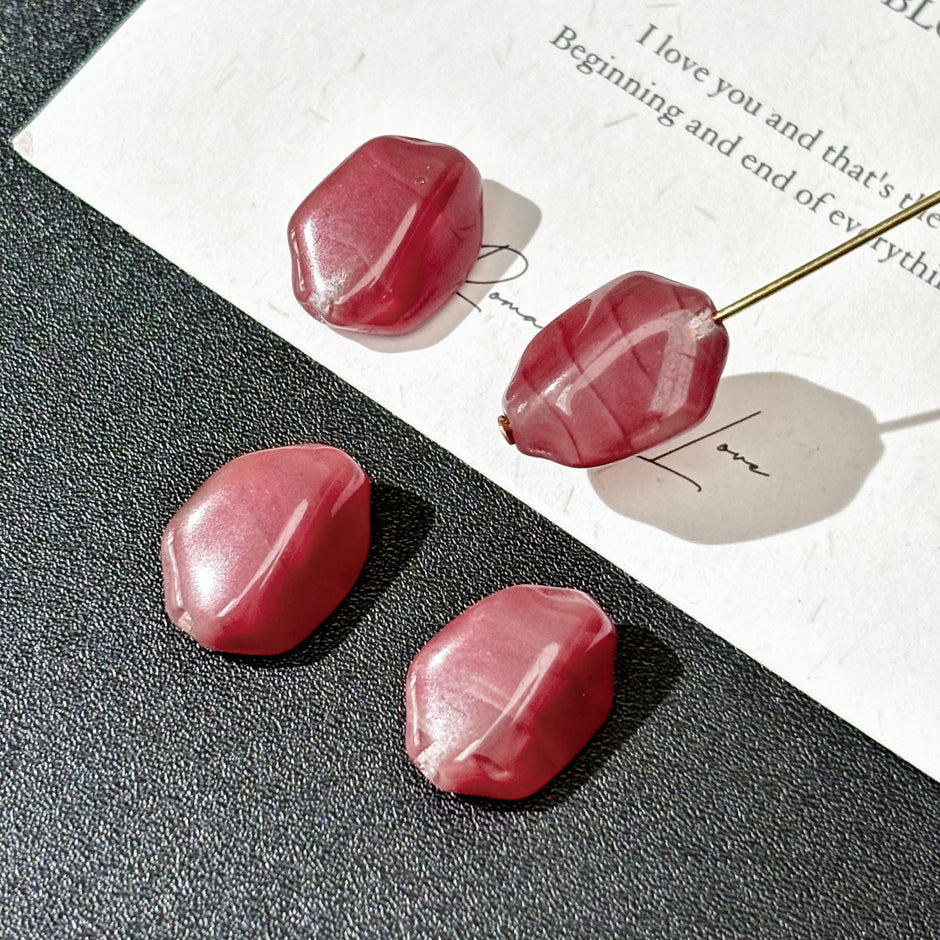12x16mm Czech Glass Irregular Meteorite Beads - Carmine Red