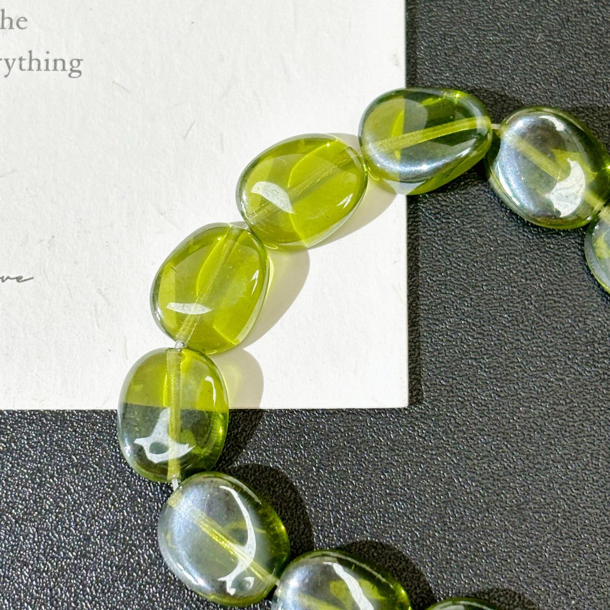 9*11mm Czech Glass Twisted Rectangle Clear Olive