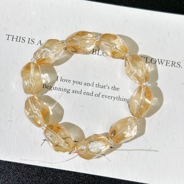 x12mm Czech Glass Irregular Stone Beads - Clear Champagne
