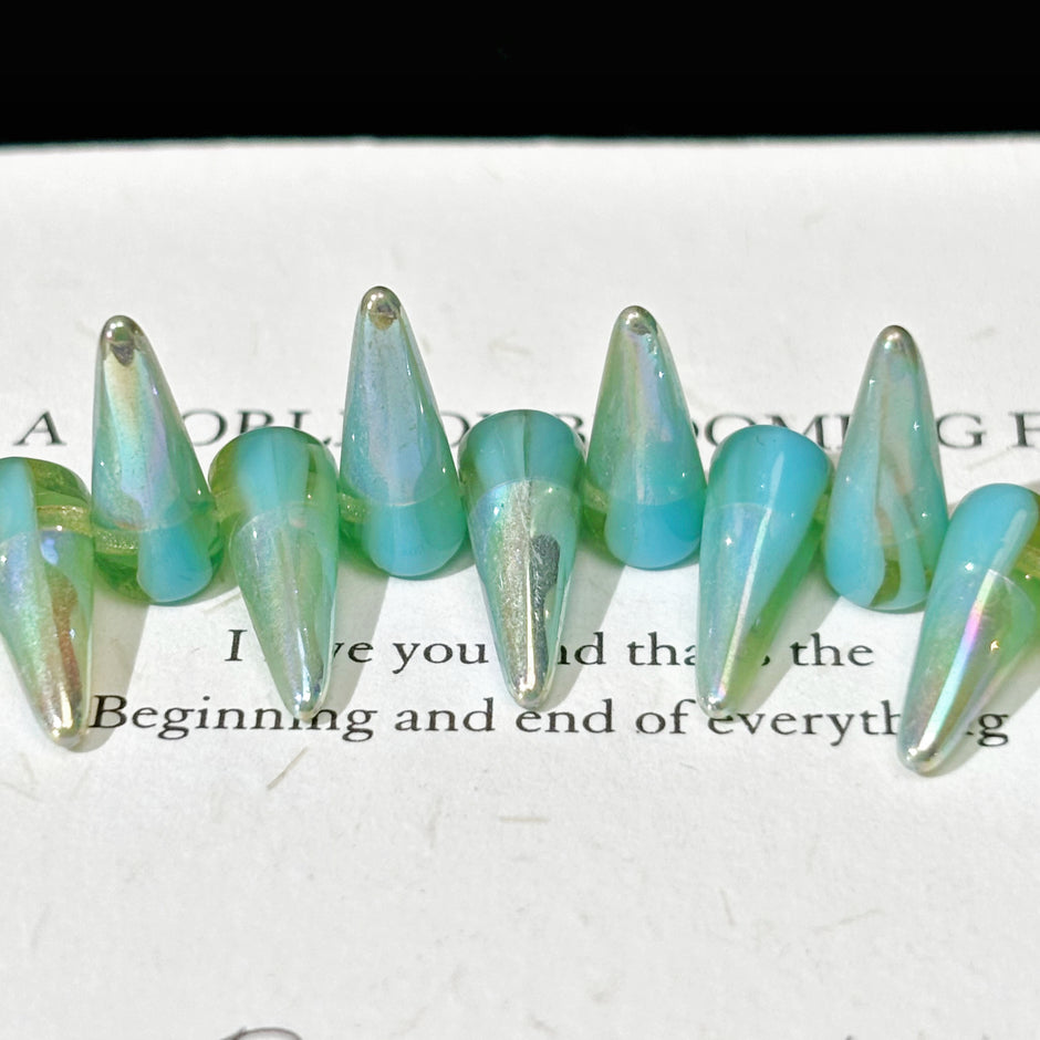 5x13mm Czech Glass Dagger / Sabre Tooth Beads