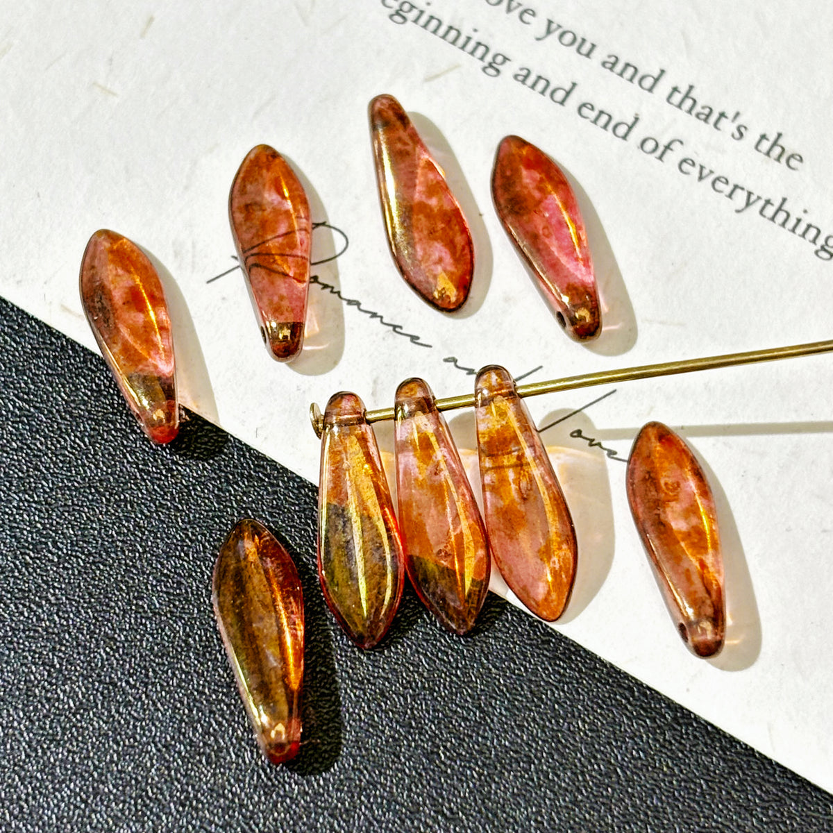 5x16mm Czech Glass Dagger Beads - Single Hole