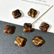 11mm Czech Glass Four-Leaf Clover Beads - Faux Tiger's Eye Pattern (Diagonal Hole)