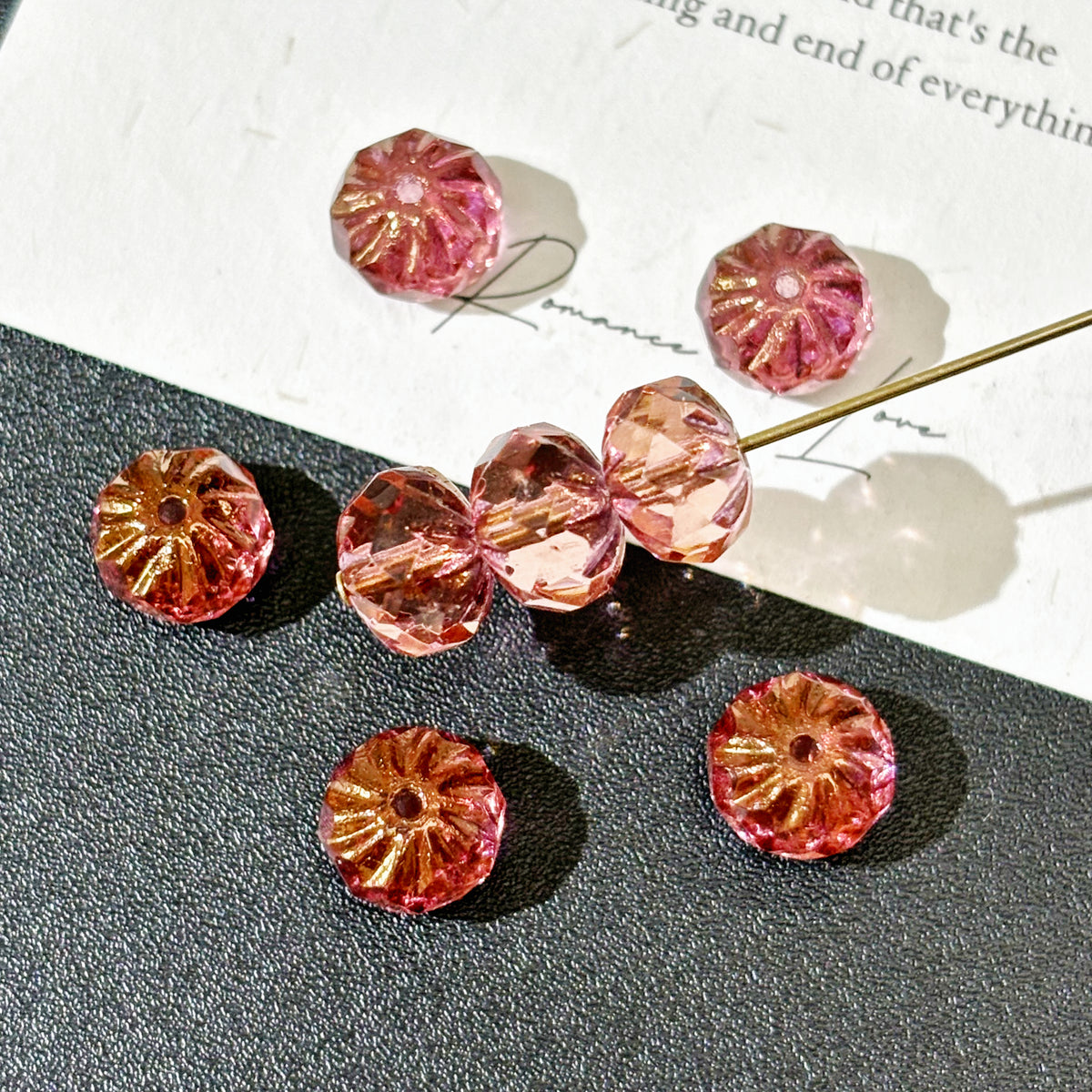 7x9mm Czech Glass Carved Pumpkin Beads - Translucent Purple with Gold Flecks