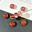 7x9mm Czech Glass Carved Pumpkin Beads - Translucent Purple with Gold Flecks