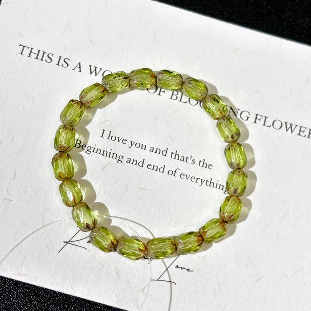 4x6mm Czech Glass Faceted Oval Beads - Vintage Translucent Green