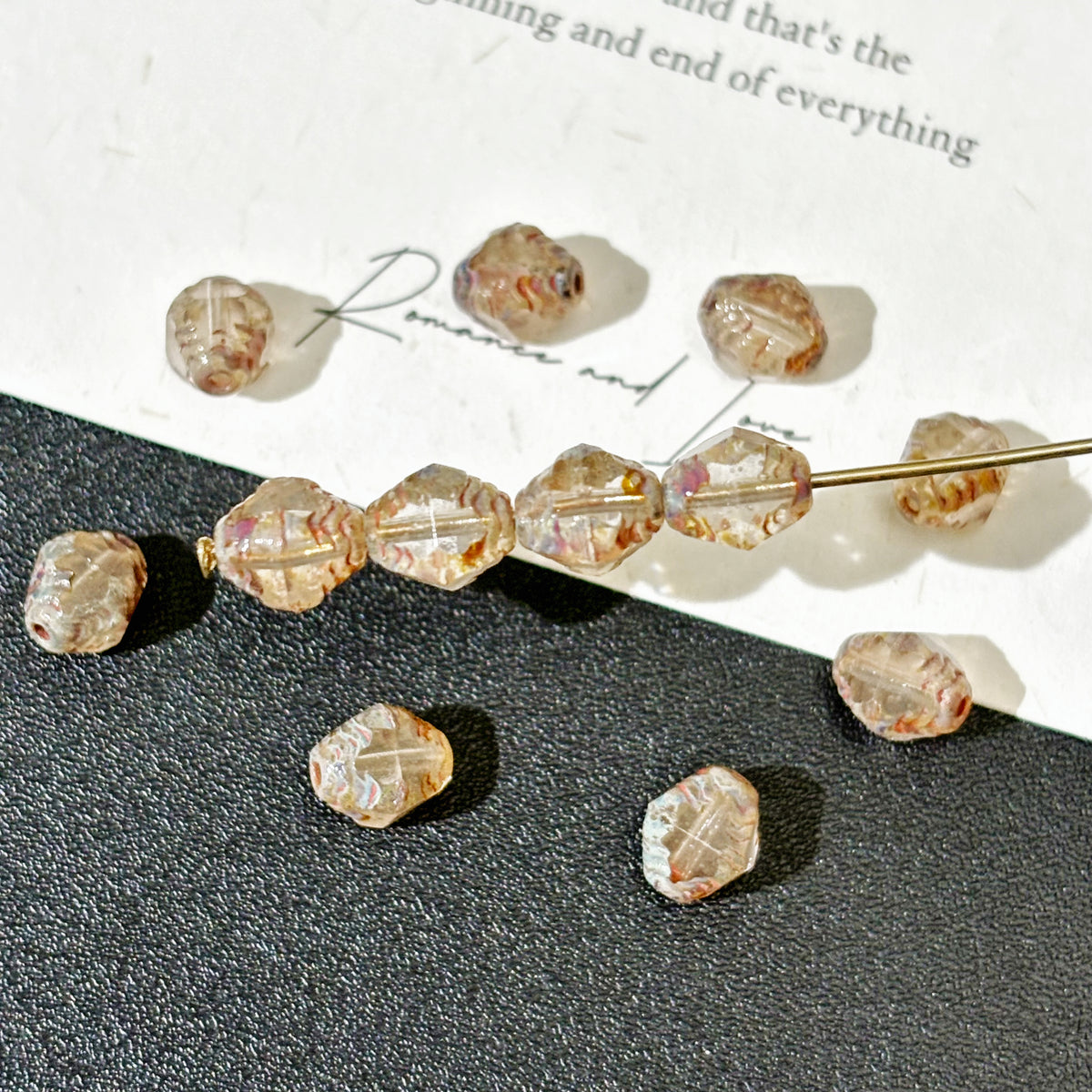 6x7mm Czech Glass Turbine Beads - Translucent Light Brown Vintage