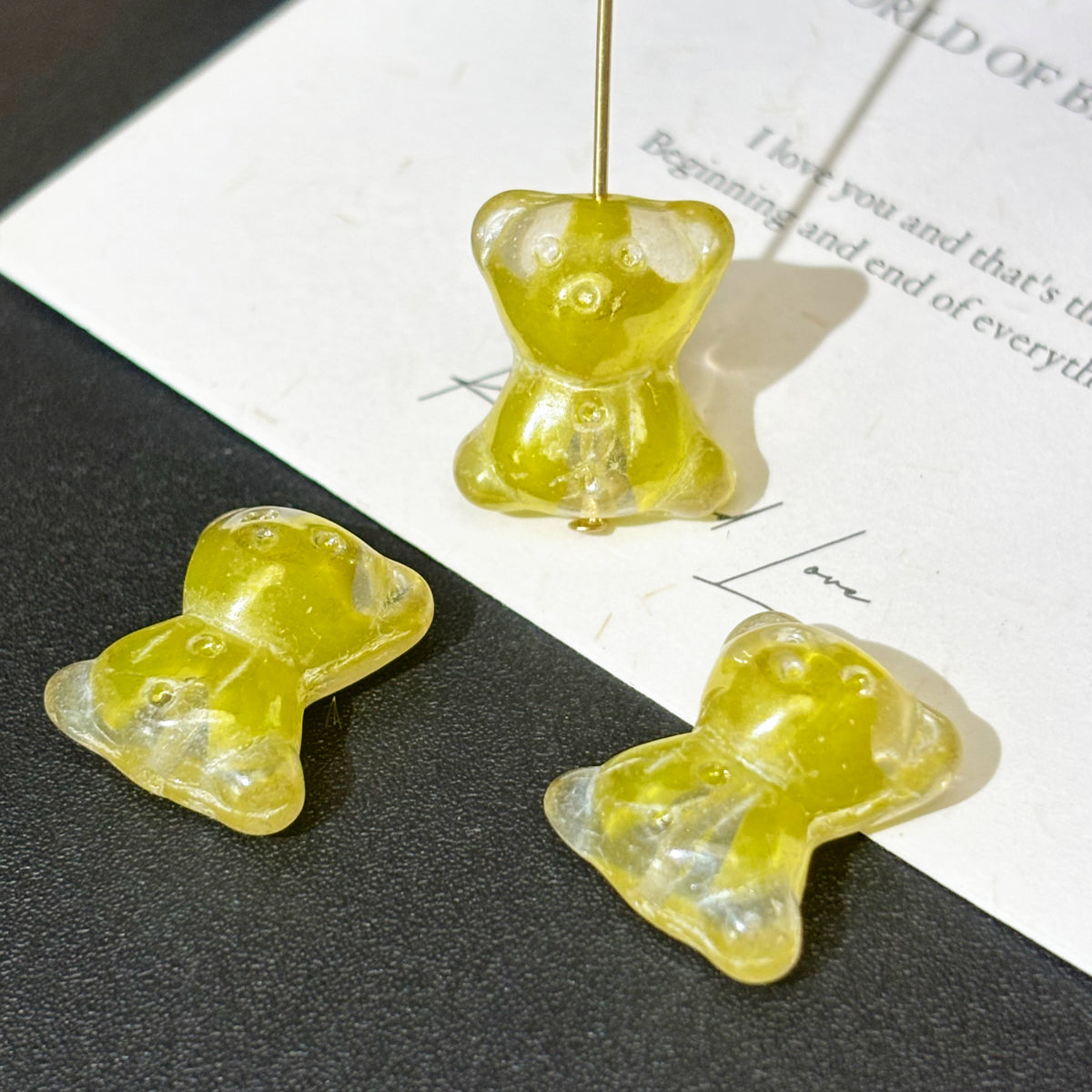 9*20mm Czech Glass Sitting Bear Beads - Vertically Drilled Loose Animal Beads for DIY Jewelry