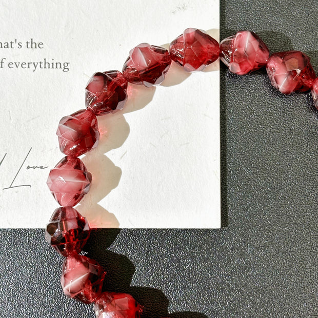8x9mm Czech Glass Turbine Beads - Vintage Translucent Wine Red & Core Pink