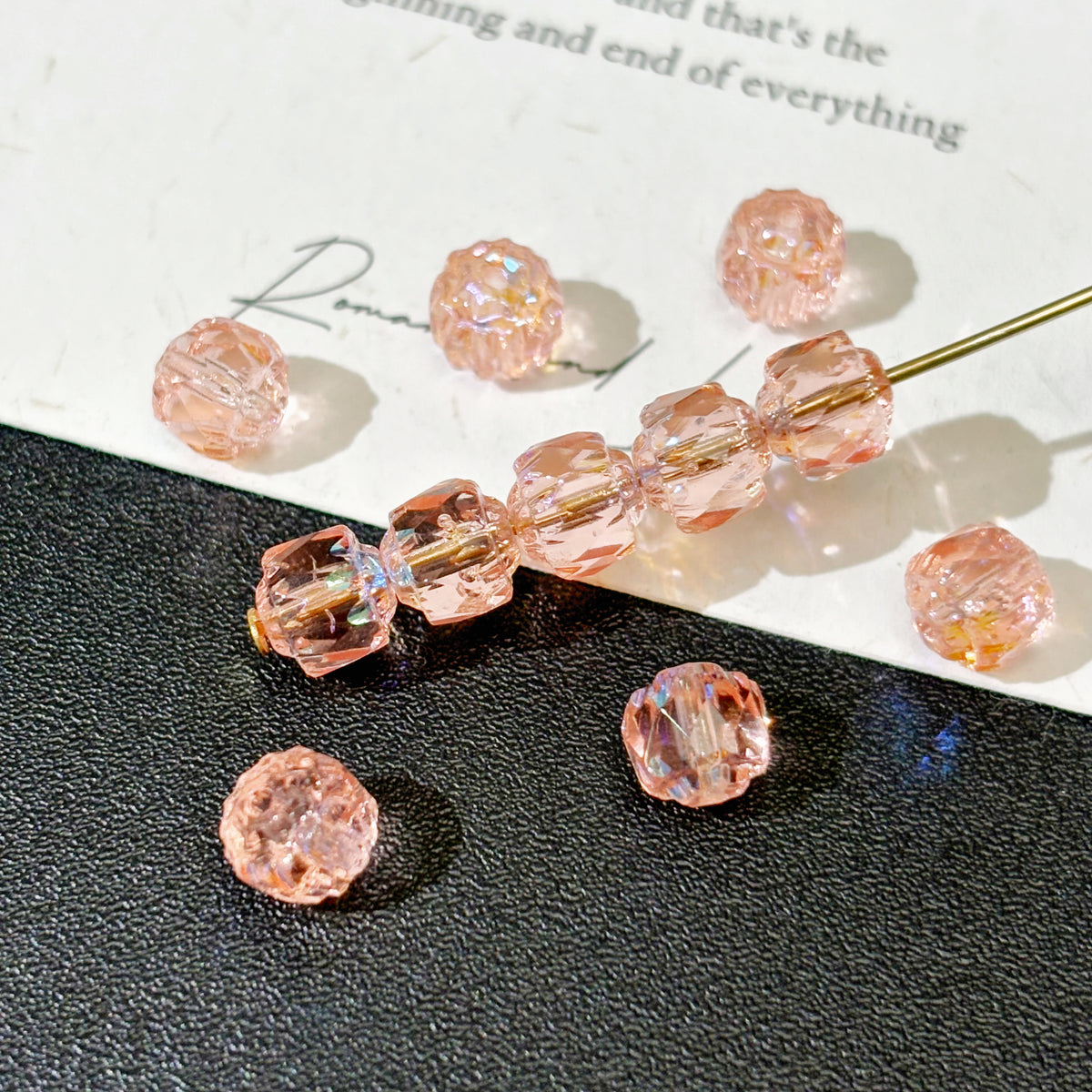 6mm Czech Glass Cathedral Beads - Translucent AB Peach Pink