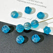 8mm Czech Glass Pumpkin Beads - Translucent Blue with AB Finish
