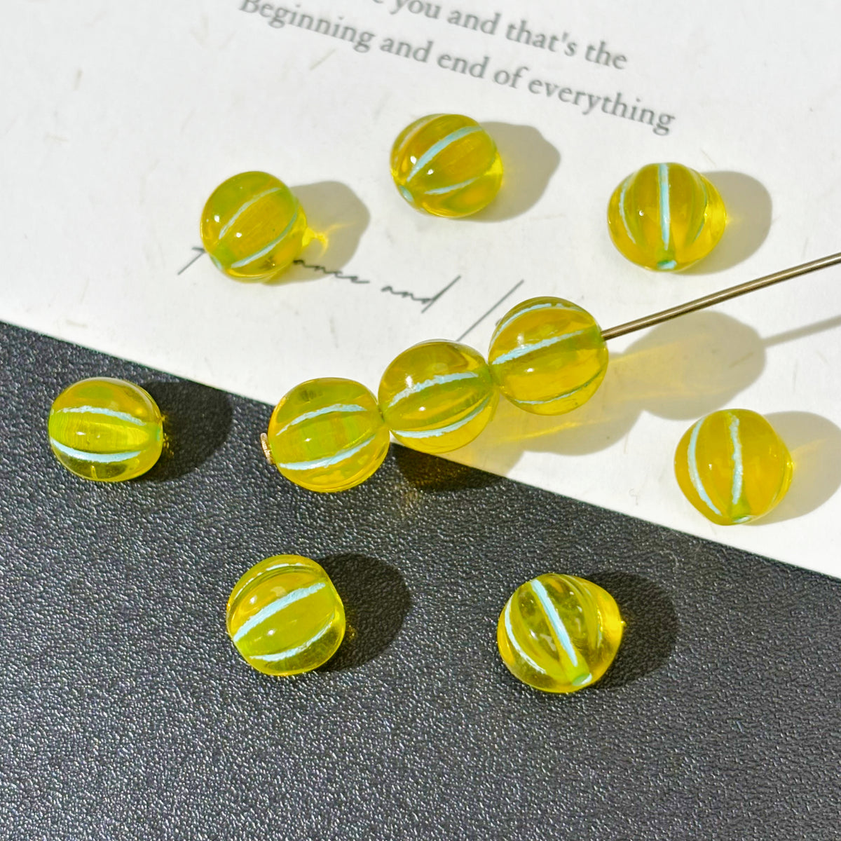 8mm Czech Glass Pumpkin Beads - Translucent Lemon Yellow