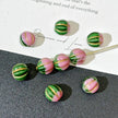 8mm Czech Glass Garden Pumpkin Beads - Pink & Green Two-Tone
