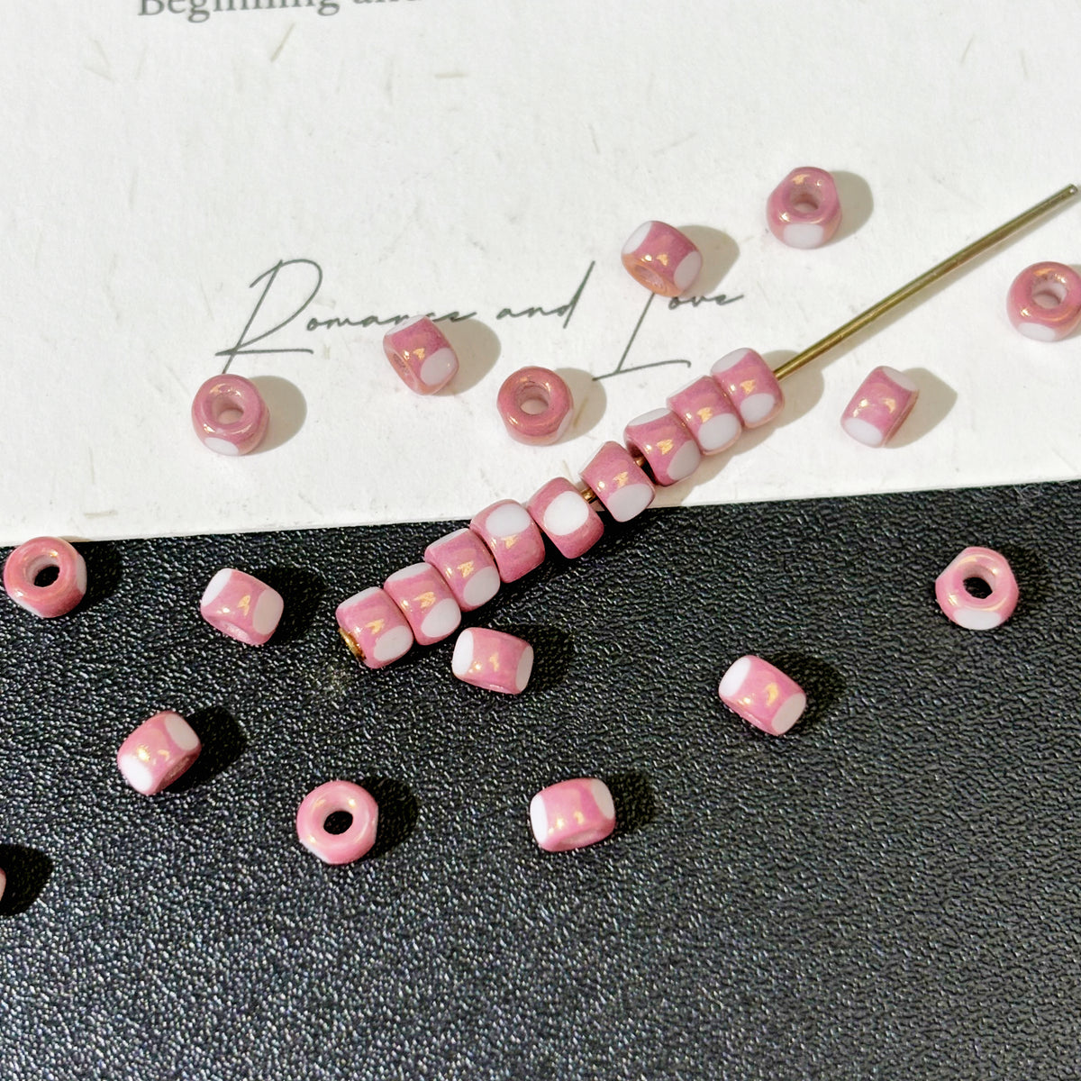 4mm Czech Glass 3-Cut Seed Beads - Sakura Pink & White Two-Tone