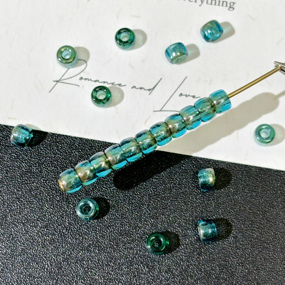4mm Miyuki Glass Seed Beads - Teal with Silver Accents (Size 6/0)