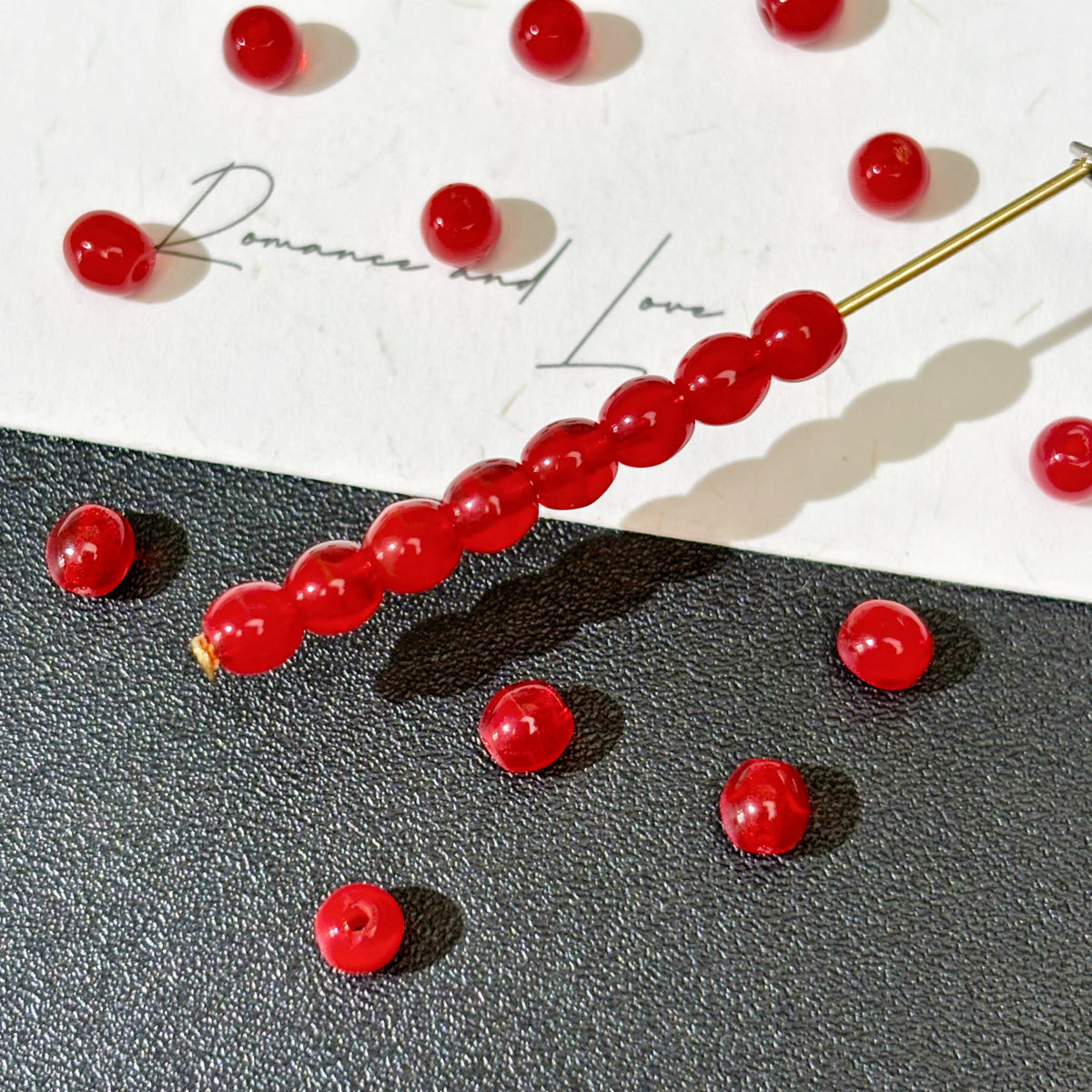 4mm Czech Glass Druks Round Beads - Translucent Hawthorn Red