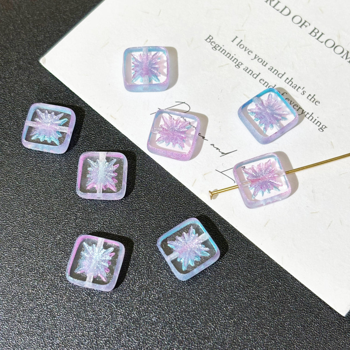 10mm Czech Glass Starburst Beads - Celestial Carved Loose Focal Beads for DIY Jewelry Making