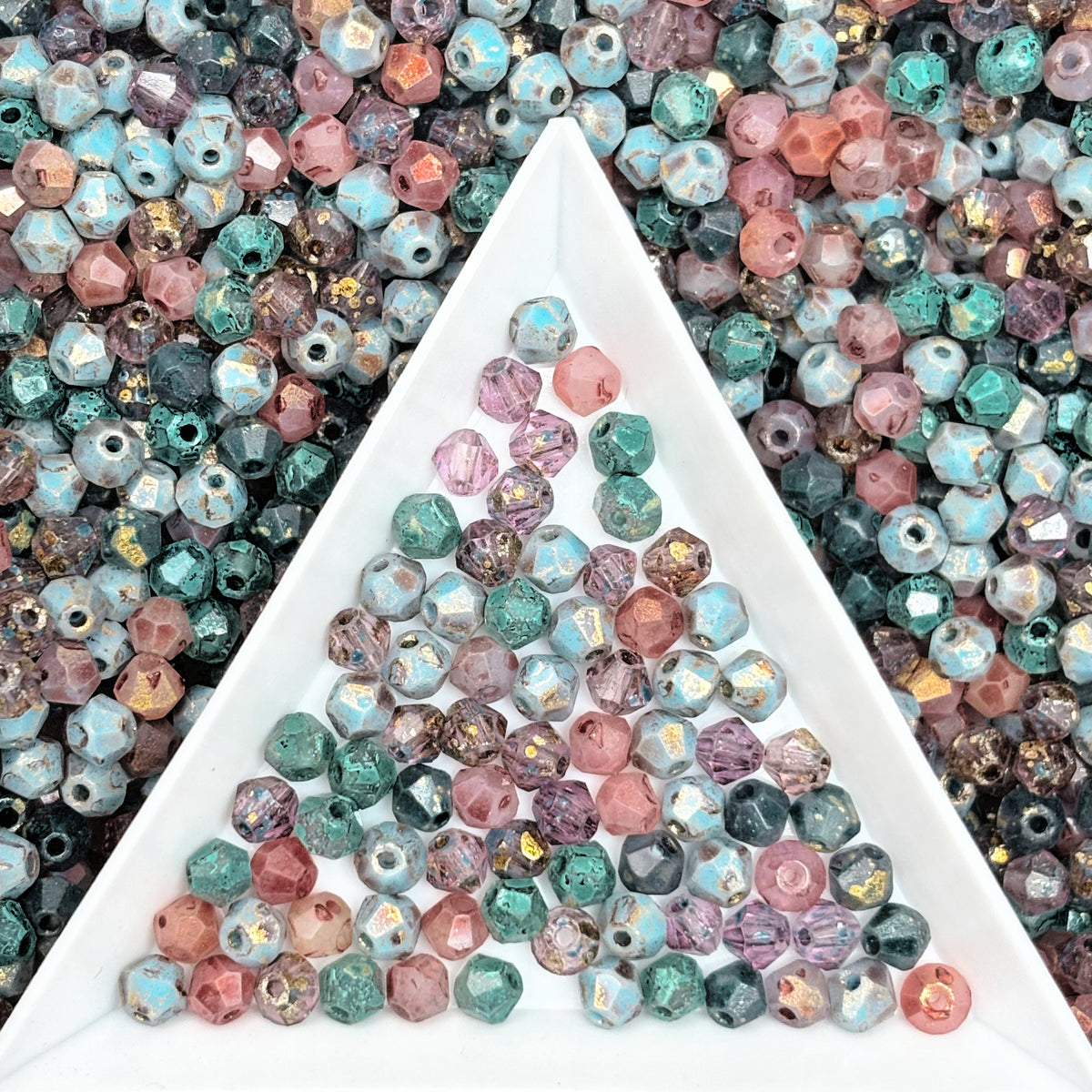 (P12) Mixed 4mm Picasso Bicone Glass Beads | Retro Customized colours for Jewelry Making