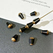 6x8mm Czech Glass Faceted Top-Drilled Tear Drops - Solid Black with Antique Bronze Gold