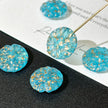 Czech Glass Blue Flecks Beads - Speckled Blue Loose Beads with Metallic Flecks for DIY Jewelry