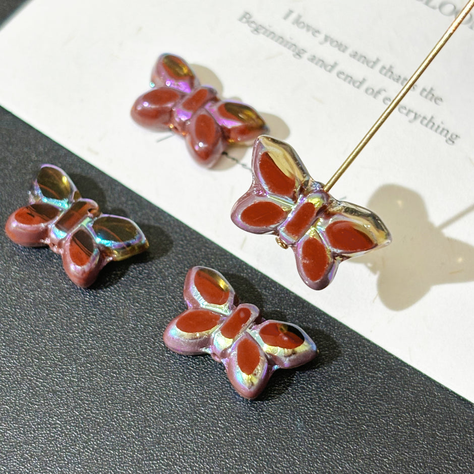 20*12mm Czech Glass Butterfly Beads - Vertically Drilled Loose Floral Animal Beads for DIY Jewelry