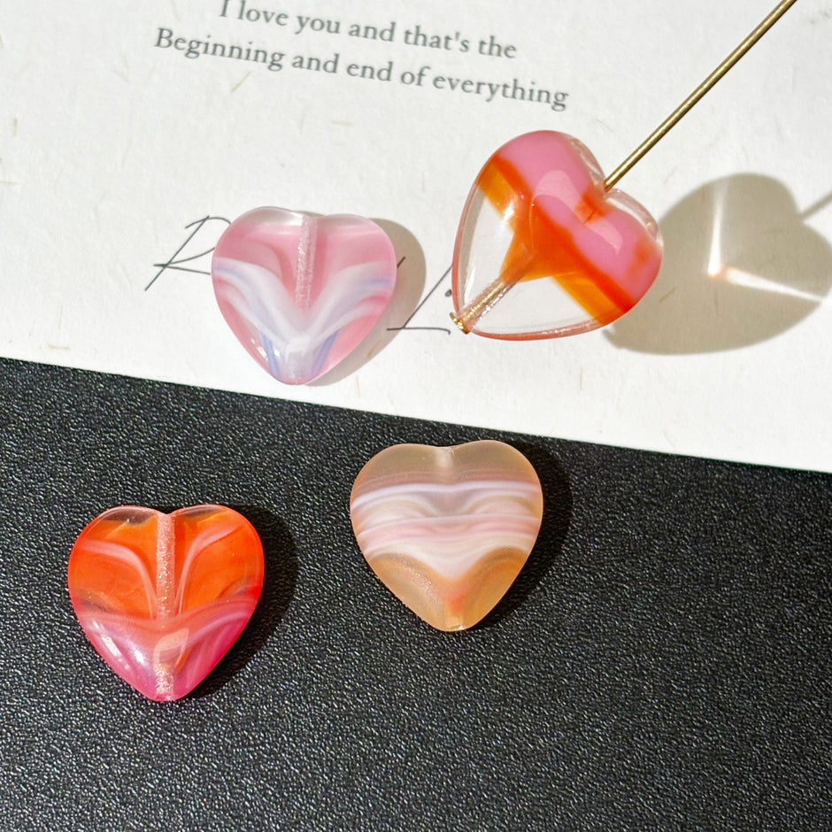 Multi-Size and shapes of Czech Glass Heart Beads for Handcrafted Jewelry & Crafts