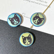 17mm Laser-Etched Cat Head Czech Glass Beads 1pc- Iridescent AB Finish Loose Focal Beads for DIY Jewelry & Necklaces