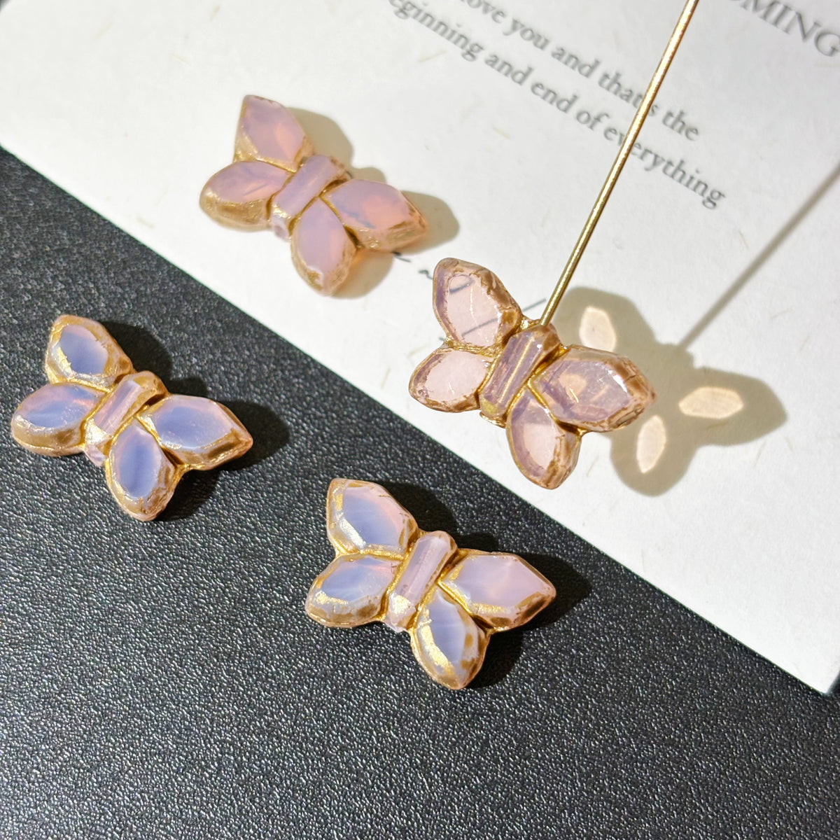 20*12mm Czech Glass Butterfly Beads - Vertically Drilled Loose Floral Animal Beads for DIY Jewelry