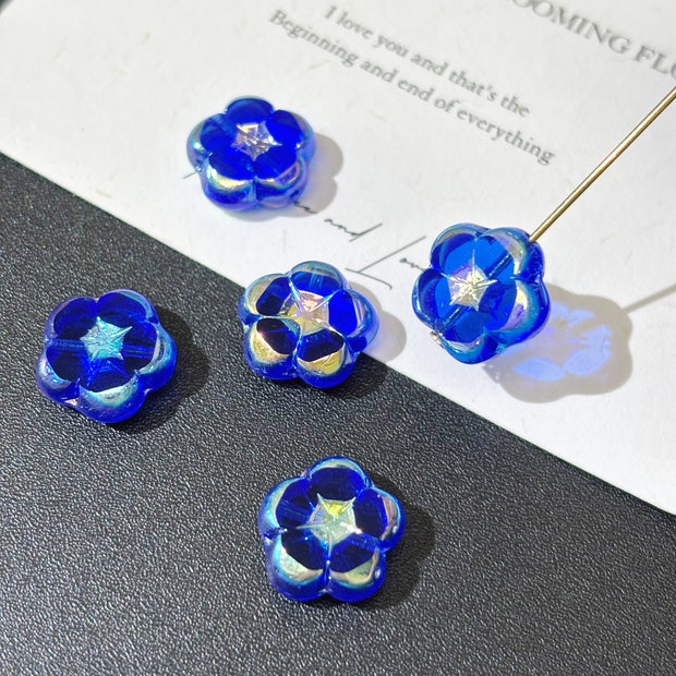 14mm Faceted Czech Glass Mangosteen Flower Beads - Multicolor Loose Floral Beads for DIY Jewelry