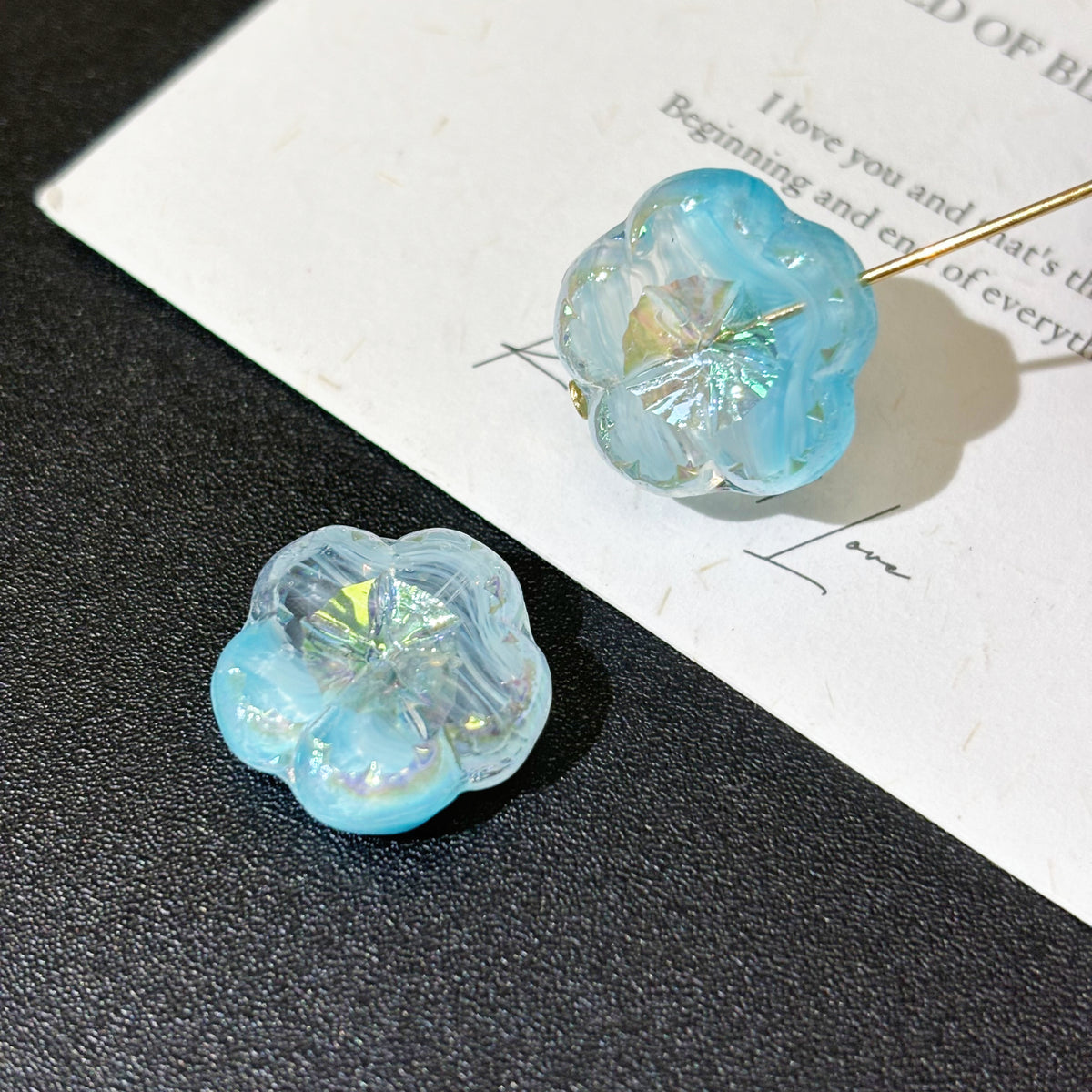 17mm Faceted Chunky Czech Glass Flower Beads - Gorgeous Puffy Loose Focal Beads for DIY Jewelry