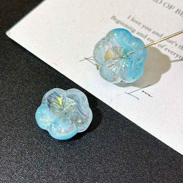 17mm Faceted Czech Glass Flower Beads - Chunky Dimensional Floral Loose Beads for DIY Jewelry
