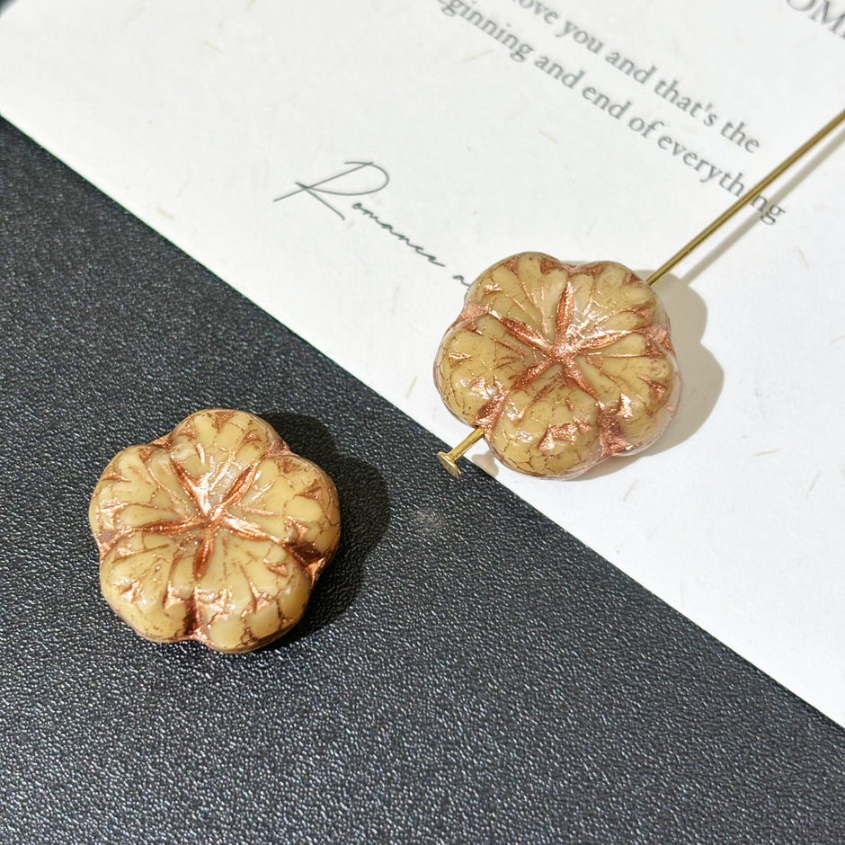17mm Czech Glass Puffy Kapok Blossom Focal Beads for Crafting