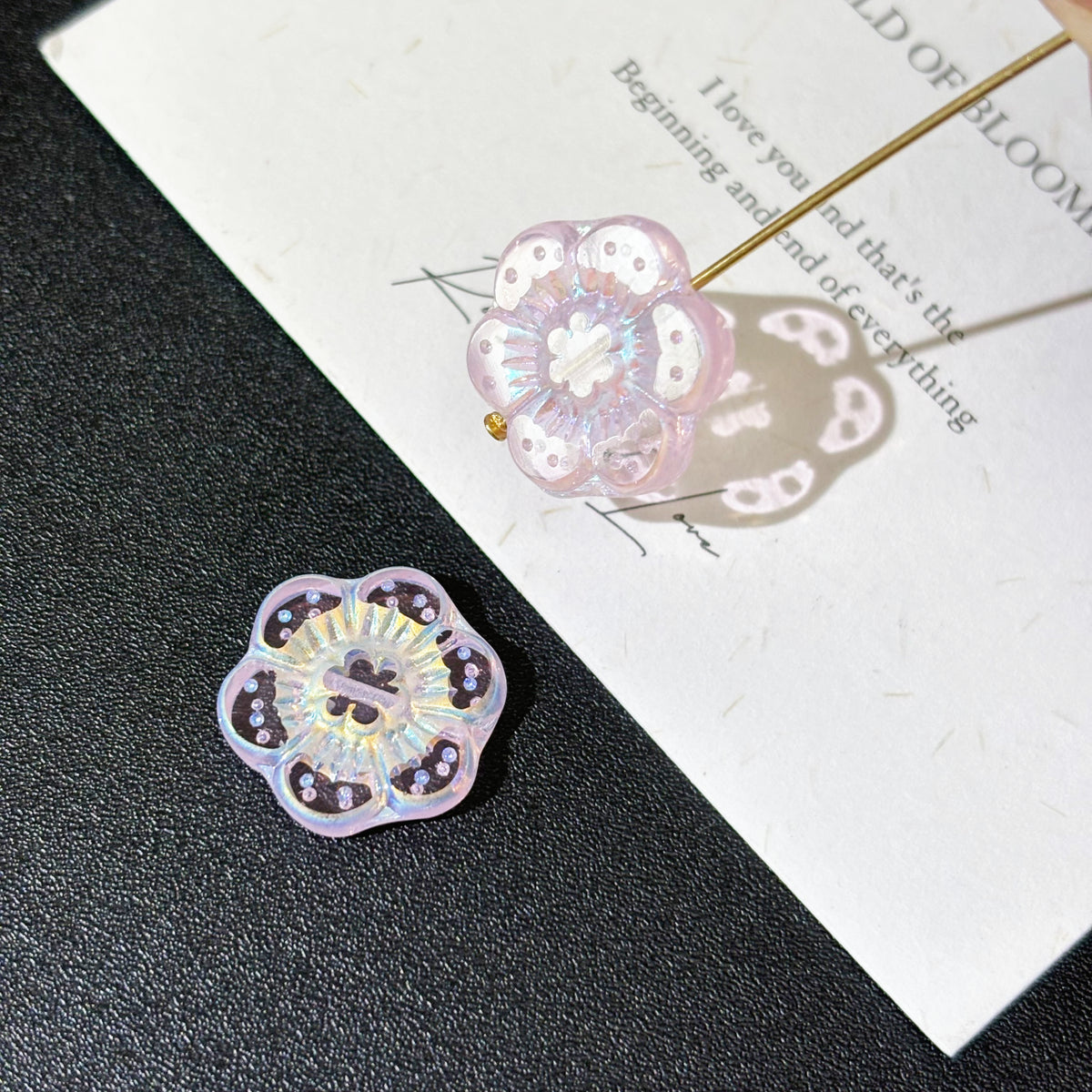 Czech Glass 6-Petal Flower Beads - Vertically Drilled Loose Floral Beads for DIY Jewelry
