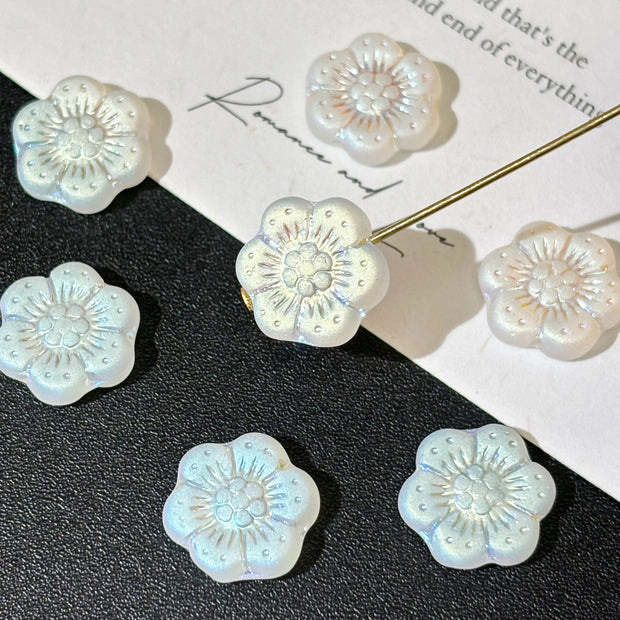Czech Glass 6-Petal Flower Beads - Vertically Drilled Loose Floral Beads for DIY Jewelry