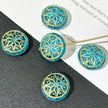 Czech Glass Blue Flecks Beads - Speckled Blue Loose Beads with Metallic Flecks for DIY Jewelry
