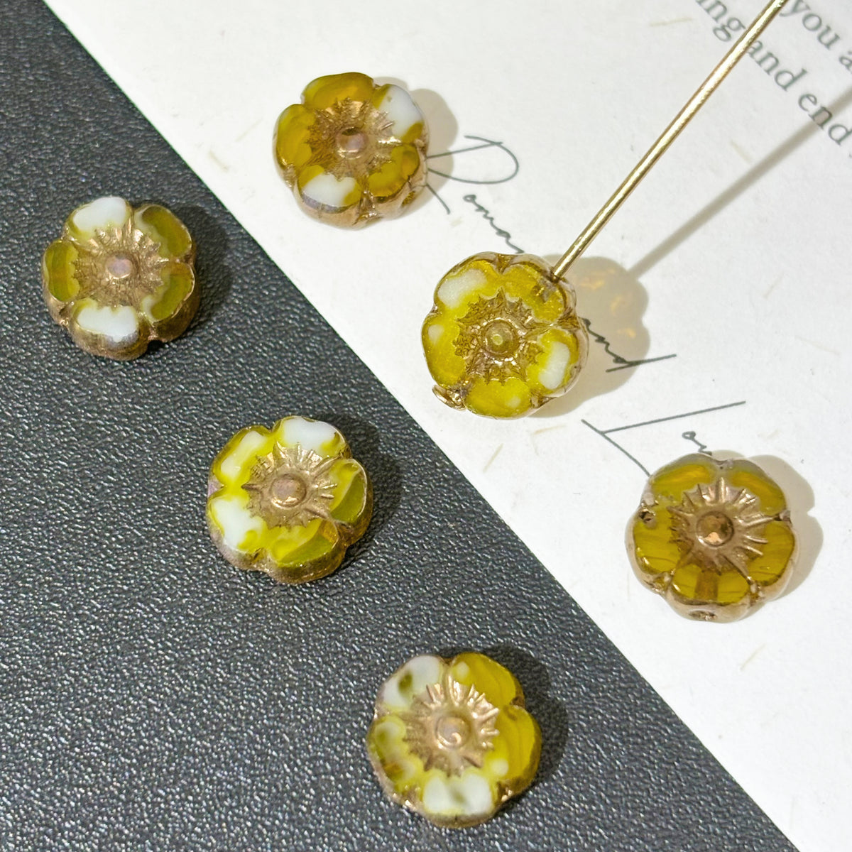 Miulti Czech Glass Hibiscus Flower Beads Assortment - Assorted Sizes & Floral Motifs Loose Beads for DIY Jewelry