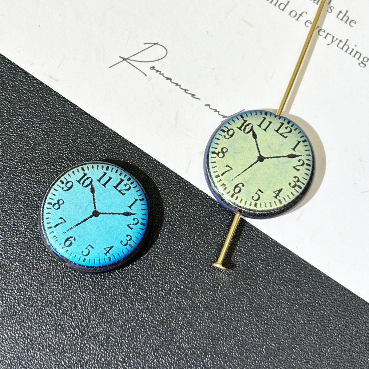 16mm Laser-Etched Clock Face Czech Glass Beads 1PC - Iridescent AB Finish Vertically Drilled Coin Loose Beads for DIY Jewelry
