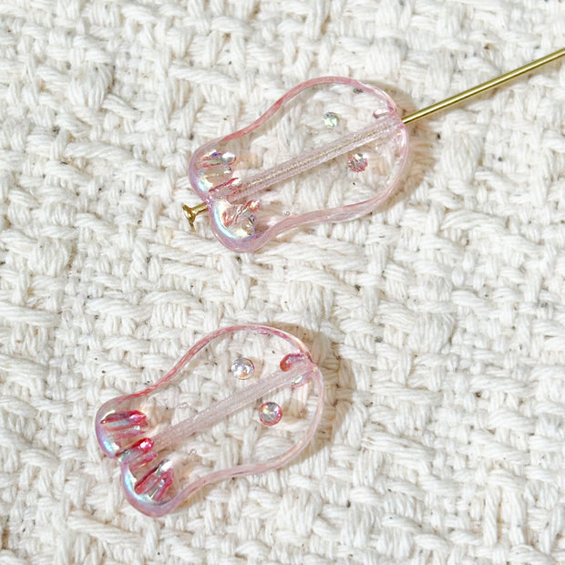 12*19mm Cute Translucent Pink Czech Glass Octopus Beads 1PC