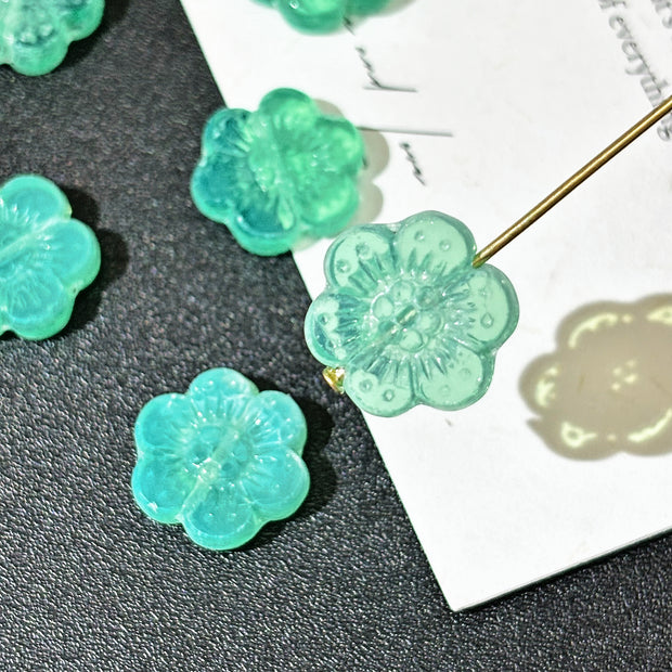 Czech Glass 6-Petal Flower Beads - Vertically Drilled Loose Floral Beads for DIY Jewelry